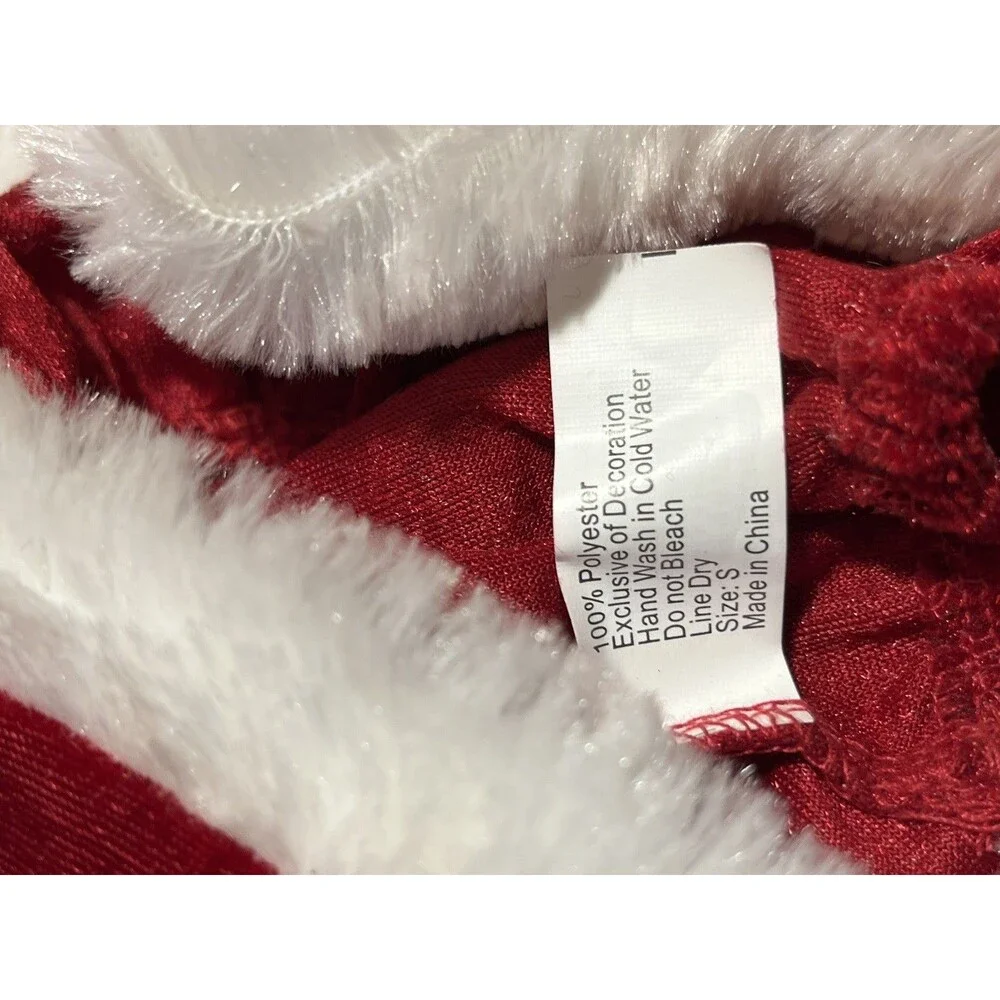 Dog Christmas Dress Lot Hat Candy Cane Ears Neck Ruffle Red Green Size Small